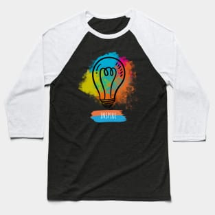 Inspire Colorful Watercolor Bulb for Motivation &Creativity Baseball T-Shirt